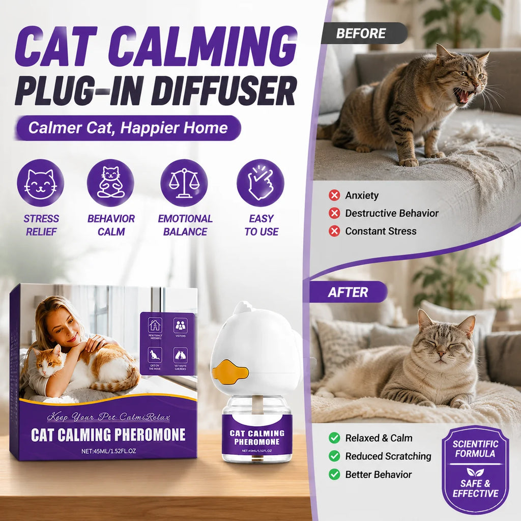 Pet Cat Calming Pheromone Diffuser Plug In Reduce Stress Fear Separation Anxiety Anti-Destructive Behavior Cat Relaxing Supplies