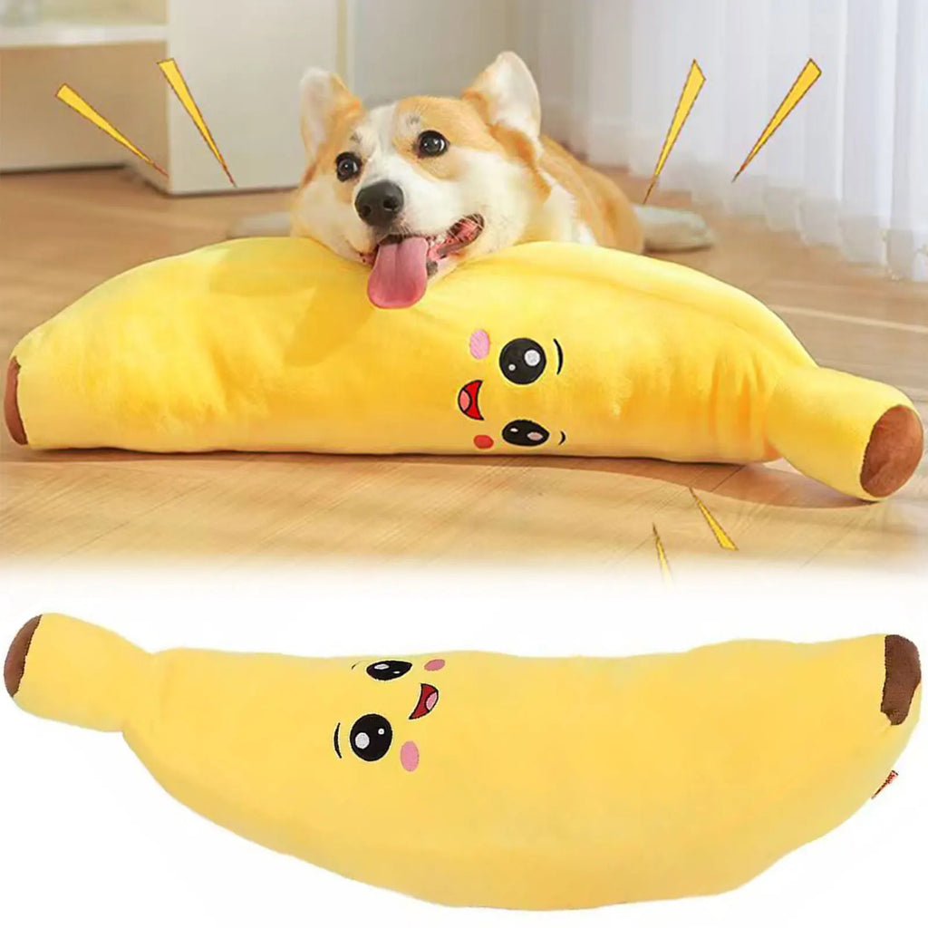 Pets Calming-Banana Plush Toy Squeaky 2 In 1 Anxiety Boredom Relief Dog Chewing Toys Soft Sturdy For Pet Alone Companion